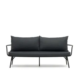 Bramant steel 2 seater sofa with black finish, 175.5 cm by Kave Home, a Outdoor Sofas for sale on Style Sourcebook