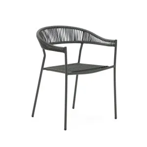 Futadera stackable outdoor chair in grey synthetic cord and grey painted steel by Kave Home, a Outdoor Chairs for sale on Style Sourcebook