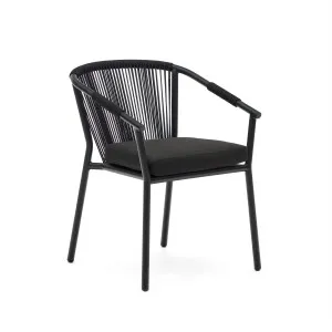 Xelida stackable garden chair in aluminium and black cord by Kave Home, a Outdoor Chairs for sale on Style Sourcebook