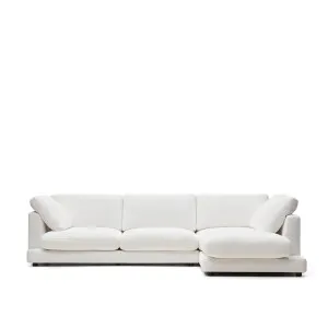 Gala 4 seater sofa with right side chaise longue in white, 300 cm by Kave Home, a Sofas for sale on Style Sourcebook