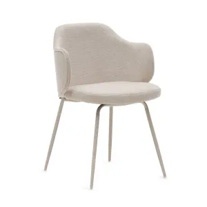 Yunia chair in beige with steel legs in a painted beige finish by Kave Home, a Dining Chairs for sale on Style Sourcebook