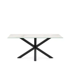 Argo table 160x90 black, porcelain Kalos Blanco by Kave Home, a Dining Tables for sale on Style Sourcebook