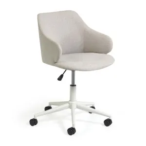 Einara light grey office chair and legs made of steel in matt white by Kave Home, a Chairs for sale on Style Sourcebook