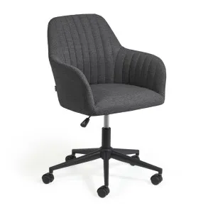 Madina dark grey office chair and legs made of steel in matt black by Kave Home, a Chairs for sale on Style Sourcebook