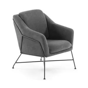 Brida armchair in dark grey with steel structure in black finish. by Kave Home, a Chairs for sale on Style Sourcebook