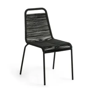 Lambton stackable chair in black rope steel with black finish by Kave Home, a Outdoor Chairs for sale on Style Sourcebook