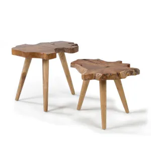 Hattie set of 2 solid teak wood side tables, 60 cm / 56 cm by Kave Home, a Side Table for sale on Style Sourcebook