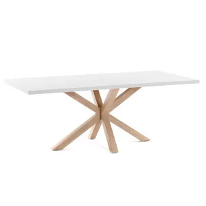 Argo table in melamine with white finish and wood-effect steel legs 200 x 100 cm by Kave Home, a Dining Tables for sale on Style Sourcebook