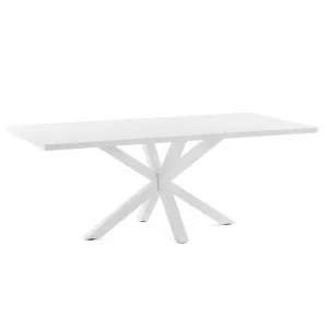 Argo table in melamine with black finish and steel legs with white finish 180 x 100 cm by Kave Home, a Dining Tables for sale on Style Sourcebook