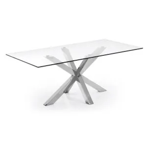 Argo glass table with stainless steel legs 200 x 100 cm by Kave Home, a Dining Tables for sale on Style Sourcebook