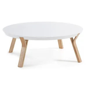 White and ash Dilos coffee table Ø 90 cm by Kave Home, a Coffee Table for sale on Style Sourcebook