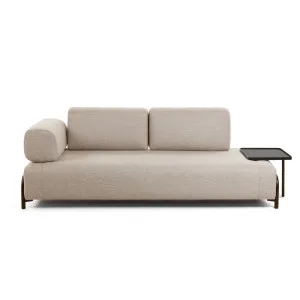 Compo 3 seater sofa with large tray in Beige-Grey, 252 cm by Kave Home, a Sofas for sale on Style Sourcebook