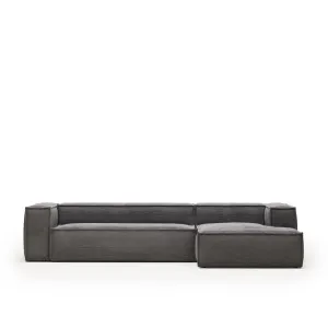 Blok 4 seater sofa with right side chaise longue in grey wide seam corduroy, 330 cm by Kave Home, a Sofas for sale on Style Sourcebook