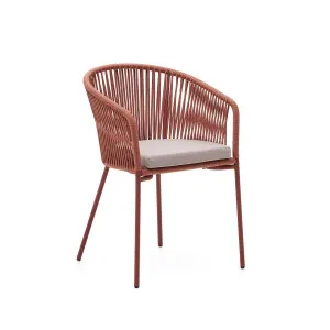 Yanet terracotta rope chair with galvanised steel legs by Kave Home, a Outdoor Chairs for sale on Style Sourcebook