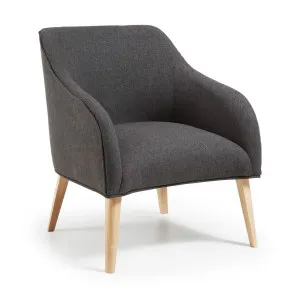 Bobly armchair in black with wood legs in a natural finish by Kave Home, a Chairs for sale on Style Sourcebook