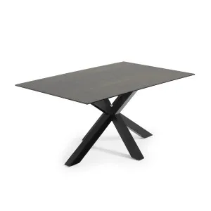 Argo table in Iron Moss porcelain and steel legs with black finish, 160 x 90 cm by Kave Home, a Dining Tables for sale on Style Sourcebook