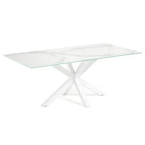 Argo table in white Kalos porcelain and steel legs with white finish, 160 x 90 cm by Kave Home, a Dining Tables for sale on Style Sourcebook