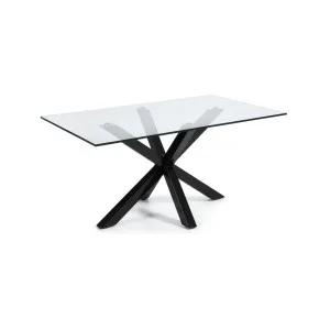 Argo glass table with steel legs with black finish 180 x 100 cm by Kave Home, a Dining Tables for sale on Style Sourcebook