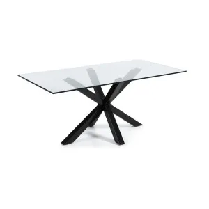 Argo glass table with steel legs with black finish 200 x 100 cm by Kave Home, a Dining Tables for sale on Style Sourcebook