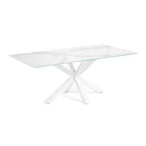 Argo table in white Kalos porcelain and steel legs with white finish, 180 x 100 cm by Kave Home, a Dining Tables for sale on Style Sourcebook