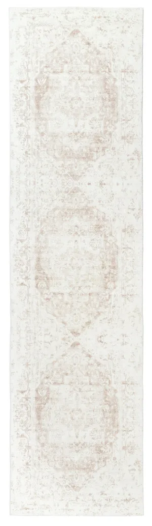 Cabanela Cream and Beige Distressed Washable Runner Rug by Miss Amara, a Other Rugs for sale on Style Sourcebook