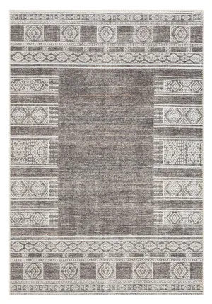 Raia Charcoal and Grey Tribal Distressed Washable Rug by Miss Amara, a Persian Rugs for sale on Style Sourcebook