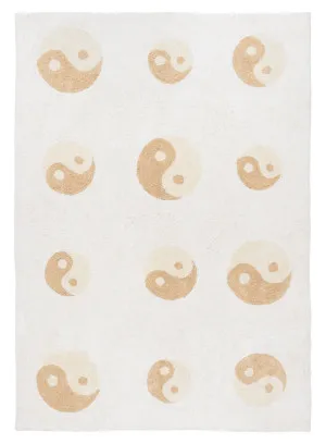 Marika Cream and Beige Yin Yang Cotton Washable Rug by Miss Amara, a Kids Rugs for sale on Style Sourcebook