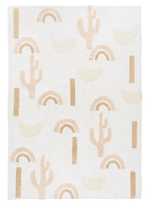 Nikita Peach Brown Desert Cotton Washable Rug by Miss Amara, a Kids Rugs for sale on Style Sourcebook