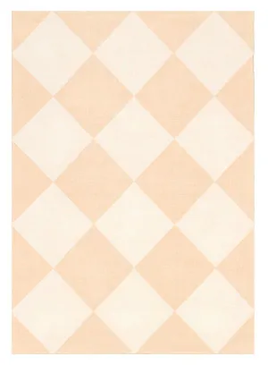 Yumi Peach Cream Checkered Washable Rug by Miss Amara, a Kids Rugs for sale on Style Sourcebook