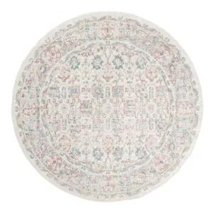 Melrose Cream and Pink Traditional Round Rug by Miss Amara, a Persian Rugs for sale on Style Sourcebook