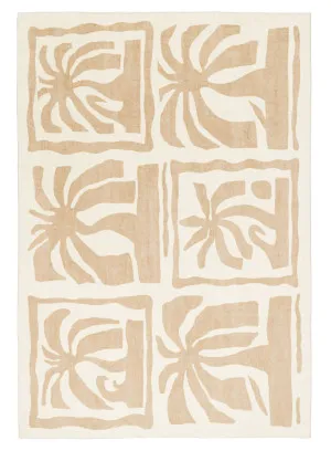 Edna Beige Cream Waves and Palms Washable Rug by Miss Amara, a Kids Rugs for sale on Style Sourcebook