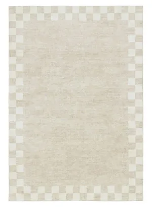 Eliora Grey Checkered Border Washable Rug by Miss Amara, a Contemporary Rugs for sale on Style Sourcebook