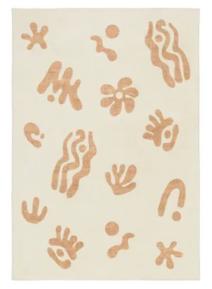 Isidore Beige and Cream Abstract Washable Rug by Miss Amara, a Kids Rugs for sale on Style Sourcebook