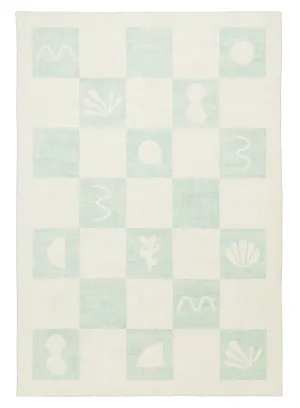 Tara Blue and Cream Checkered Washable Rug by Miss Amara, a Kids Rugs for sale on Style Sourcebook