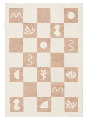 Erika Beige and Cream Checkered Washable Rug by Miss Amara, a Kids Rugs for sale on Style Sourcebook