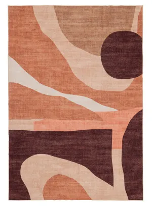 Samia Red and Beige Abstract Washable Rug by Miss Amara, a Kids Rugs for sale on Style Sourcebook