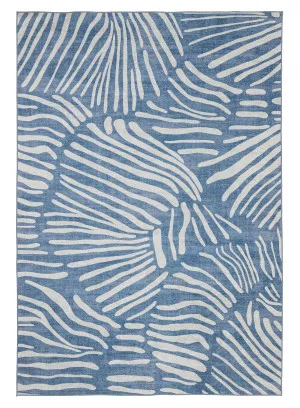 Clarissa Blue Palm Print Washable Rug by Miss Amara, a Kids Rugs for sale on Style Sourcebook