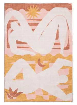 Menaka Pink and Rust Abstract Rug by Miss Amara, a Other Rugs for sale on Style Sourcebook