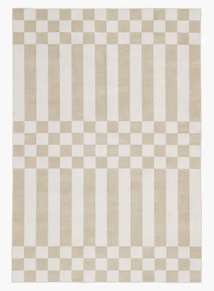 Anette Light Brown and White Checkered and Striped Rug by Miss Amara, a Contemporary Rugs for sale on Style Sourcebook