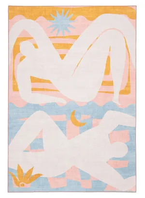 Sorata Pink and Blue Pastel Abstract Rug by Miss Amara, a Other Rugs for sale on Style Sourcebook