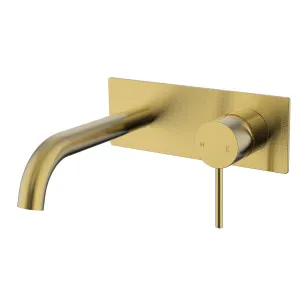 Hali Wall Basin Set Curved 225 Brushed Gold by Ikon, a Bathroom Taps & Mixers for sale on Style Sourcebook