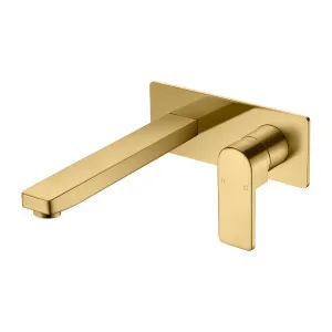 Flores Wall Basin Set Straight 195 Brushed Gold by Ikon, a Bathroom Taps & Mixers for sale on Style Sourcebook