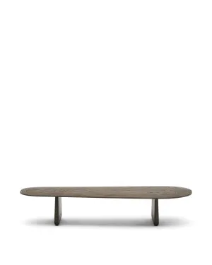 Pirita coffee table made from solid oak wood in a dark finish, 146 x 56.5 cm FSC 100% by Kave Home, a Coffee Table for sale on Style Sourcebook