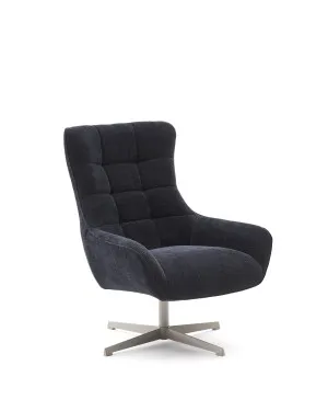 Teryl blue chenille armchair with grey-finished metal, FSC 100% by Kave Home, a Chairs for sale on Style Sourcebook