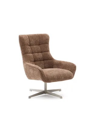 Teryl light brown chenille armchair with grey-finished metal, FSC 100% by Kave Home, a Chairs for sale on Style Sourcebook