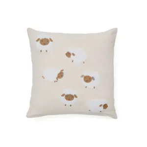 Milu cushion cover in beige cotton with sheep embroidery feature, 45 x 45 cm by Kave Home, a Kids Cushions for sale on Style Sourcebook