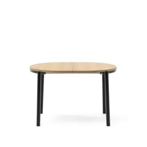 Montuiri extendable table in oak veneer and with steel legs in a black finish,  Ø120(200) x 90 cm by Kave Home, a Dining Tables for sale on Style Sourcebook