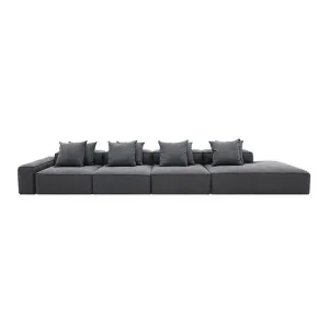 Riley Linen Charcoal Modular Sofa - 1x Arm, 3x Armless, 1x Right Terminal by James Lane, a Sofas for sale on Style Sourcebook