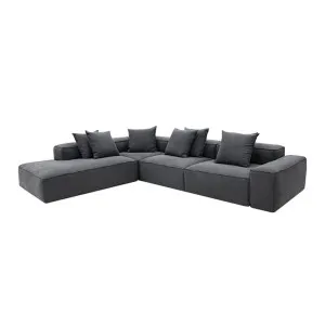 Riley Linen Charcoal Modular Sofa - Arm, 2x Armless, Corner, Left Terminal by null, a Sofas for sale on Style Sourcebook