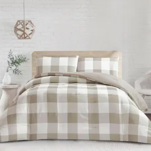 Morgan and Reid Gingham Taupe Grey Comforter Set by null, a Quilts & Bedspreads for sale on Style Sourcebook